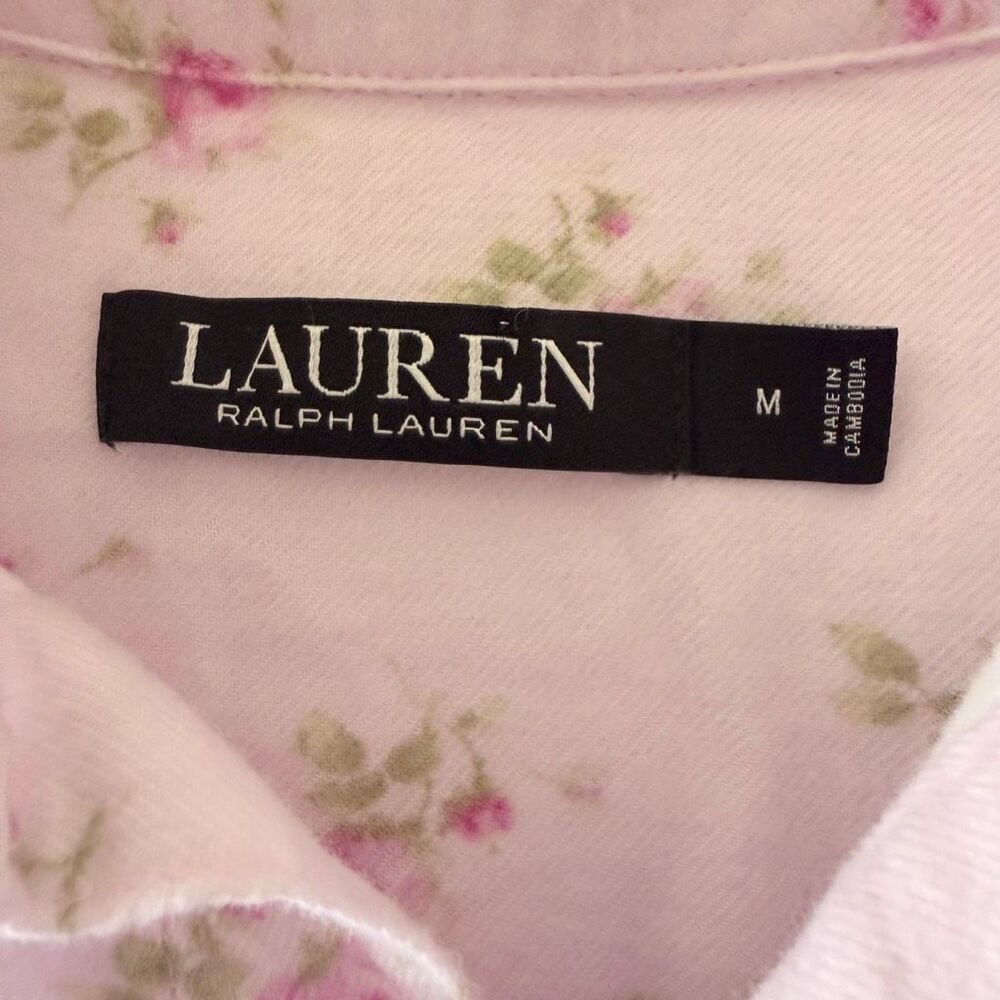 Lauren Ralph Lauren Ditsy floral lavender Embroidered logo Pajama Set SZ M - Picture 9 of 15